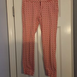 Old Navy Coral & White Printed Ankle Pants